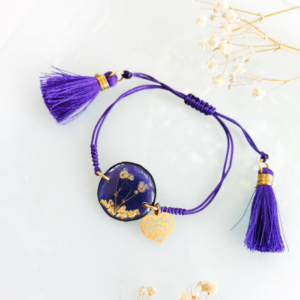 Pulsera flor nube azul tornasol